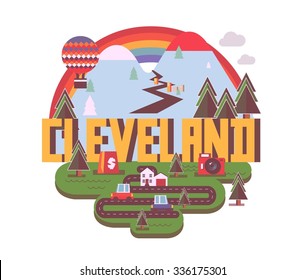 Cleveland destination brand logo. vector cartoon