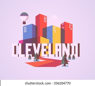 Cleveland destination brand logo. vector cartoon
