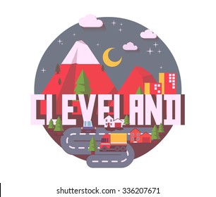 Cleveland destination brand logo. vector cartoon