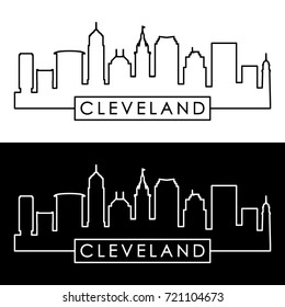 Cleveland linear skyline. Line art. Editable vector file.