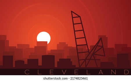 Cleveland Low Sun Skyline Scene