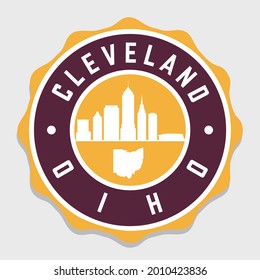 Cleveland, OH, USA Badge City Vector Seal. National Symbol Skyline Stamp Design Icon Label. 