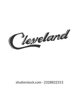 Cleveland, OH, USA Icon Silhouette Illustration. Badge City Vector Graphic Pictogram Symbol Clip Art. Doodle Sketch Black Sign.