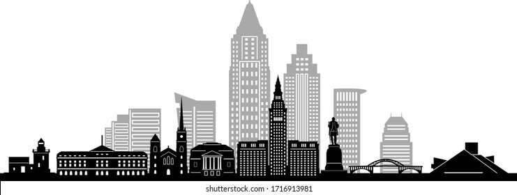 CLEVELAND OHIO City Skyline Silhouette Cityscape Vector