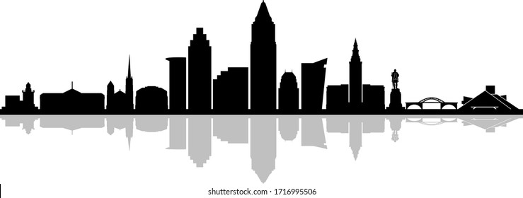 CLEVELAND OHIO City Skyline Silhouette Cityscape Vector