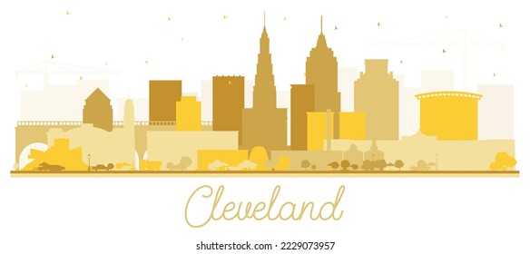 Silhouette en el Skyline de la ciudad de Cleveland Ohio con edificios dorados aislados en blanco. Ilustración vectorial. Cleveland USA Cityscape con monumentos. Concepto de viajes y turismo con arquitectura moderna.