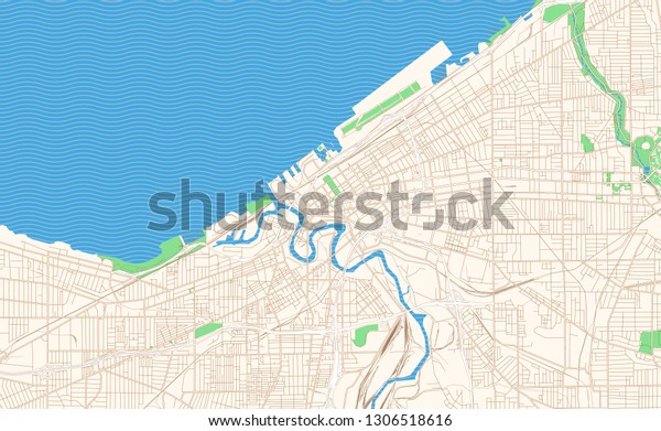 Cleveland Ohio Printable Map Excerpt This Stock Vector (Royalty Free ...