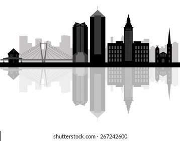 Cleveland, Ohio Skyline. Detailed Vector Silhouette