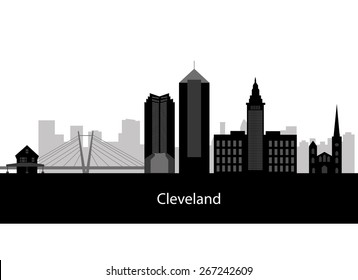 Cleveland, Ohio Skyline. Detailed Vector Silhouette