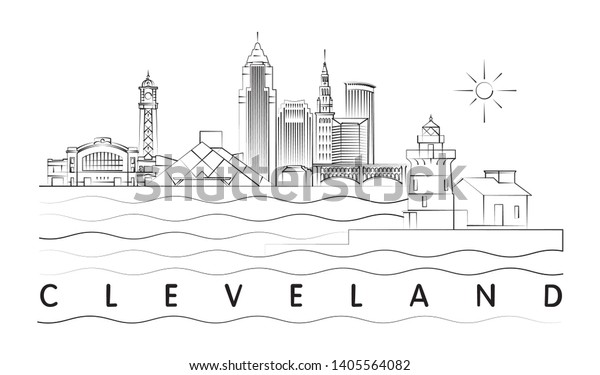 Cleveland Ohio Skyline Minimal Vector Illustration Stock Vector 