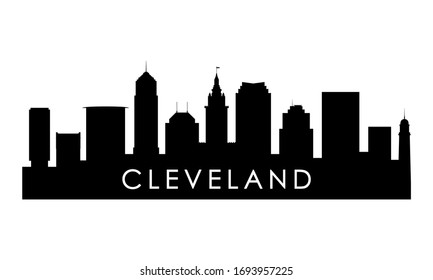 Cleveland Ohio Skyline Silhouette. Schwarzes Stadtdesign, Cleveland, einzeln auf weißem Hintergrund. 