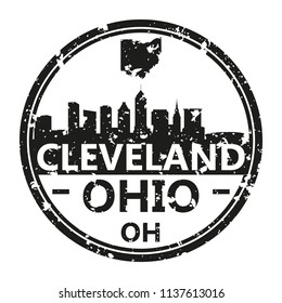 Cleveland Ohio Travel Stamp Icon Skyline City Design Tourism