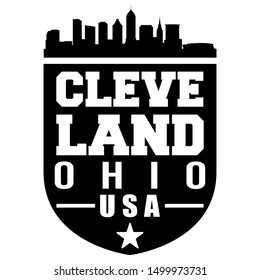 Cleveland Ohio USA Badge. Vector Stamps City Skyline. Seal Cut File Design.