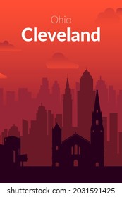 Cleveland, Ohio, USA. Famous city scape view background.