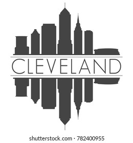 Cleveland Ohio USA Skyline Vector Art Mirror Silhouette Emblematic Buildings 