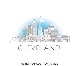 Cleveland skyline cityscape vector illustration