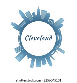 Cleveland skyline with colorful buildings. Circular style. Stock vector illustration.