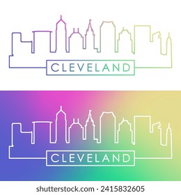 Cleveland skyline. Colorful linear style. Single line. Editable vector file.