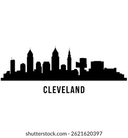 Cleveland Skyline Ohio Cityscape Silhouette.