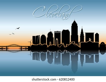 Cleveland Skyline - Ohio - Vector Illustration