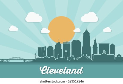 Cleveland Skyline - Ohio - Vector Illustration