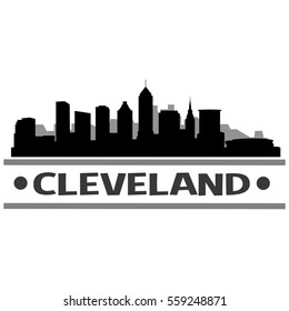 Cleveland Skyline Silhouette. Landscape City Design. Vector Cityscape Icon. 