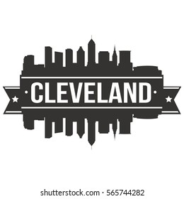 Cleveland Skyline Stamp Silhouette Vectorstadt Design