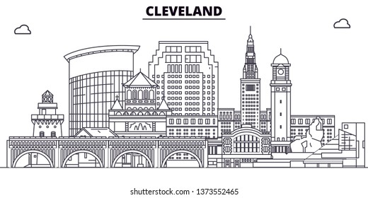 Cleveland , United States, outline travel skyline vector illustration. 