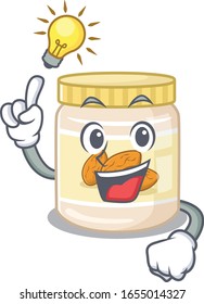 a clever almond butter cartoon character style have an idea gesture