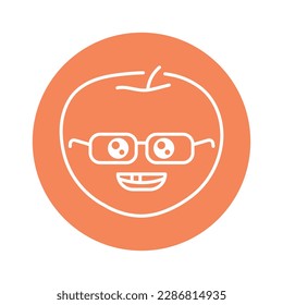 Clever apple color line icon. Mascot of emotions. Pictogram for web page, mobile app, promo.