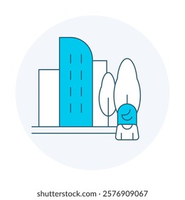 Clever Architecture Icon. Innovative Building Design and Urban Planning Illustration.