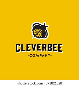 Clever Bee Conceptual Simple Symbol for Creative Co. Memorable Visual Metaphor. Represents the Concept of Intelligence, Creativity, Diligence, Team work, Zeal, Ardor, Leadership, Hard Work etc.  