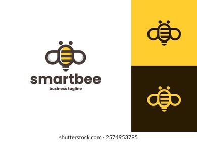 clever bee vector logo design