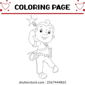 clever boy is getting idea coloring page for kids