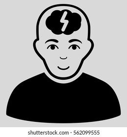 Clever Boy vector icon. Flat black symbol. Pictogram is isolated on a light gray background. Designed for web and software interfaces.