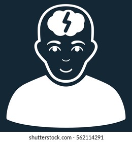 Clever Boy vector icon. Flat white symbol. Pictogram is isolated on a dark blue background. Designed for web and software interfaces.