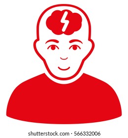 Clever Boy vector icon. Flat red symbol. Pictogram is isolated on a white background. Designed for web and software interfaces.