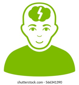 Clever Boy vector icon. Flat eco green symbol. Pictogram is isolated on a white background. Designed for web and software interfaces.