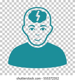 Clever Boy vector pictogram. Illustration style is flat iconic soft blue symbol on a chess transparent background.