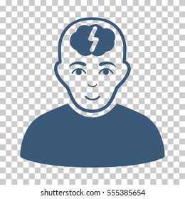 Clever Boy vector pictogram. Illustration style is flat iconic blue symbol on a chess transparent background.