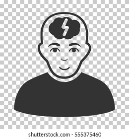 Clever Boy vector pictograph. Illustration style is flat iconic gray symbol on a chess transparent background.