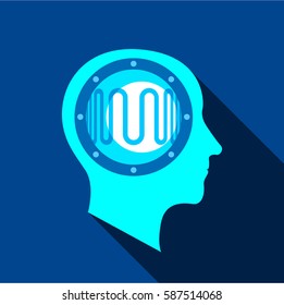 Clever brain icon. Flat illustration of clever brain vector icon for web