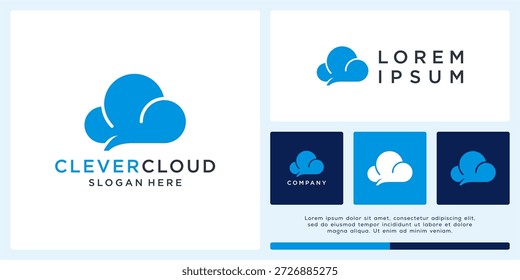 Inteligente Plantilla de diseño de logo en la nube con mente.