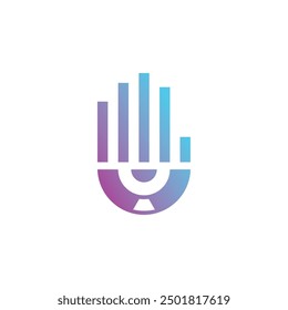 Una combinación inteligente de diseño de la mano, la onda de sonido y el disco en un diseño único