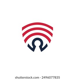Una combinación inteligente de diseño de escudo, ojo de cerradura y señal en un diseño único