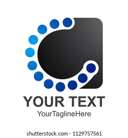 Clever Creative Dots Point Letter C Smart and Idea logo set. Letter C logotype. C logo with square