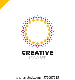 Clever and creative, dots or point letter O logo. Smart and idea logotype