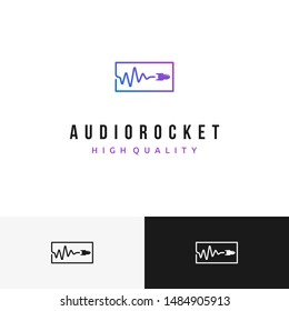 clever and creative rocket logo with sound or audio wave logo design inspiration
