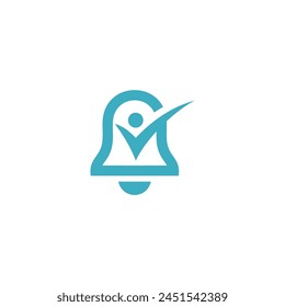The clever design combination of bell, person and checkmark becomes a unique design