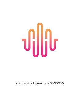 A clever design combination between the letter H and sound waves into a unique design